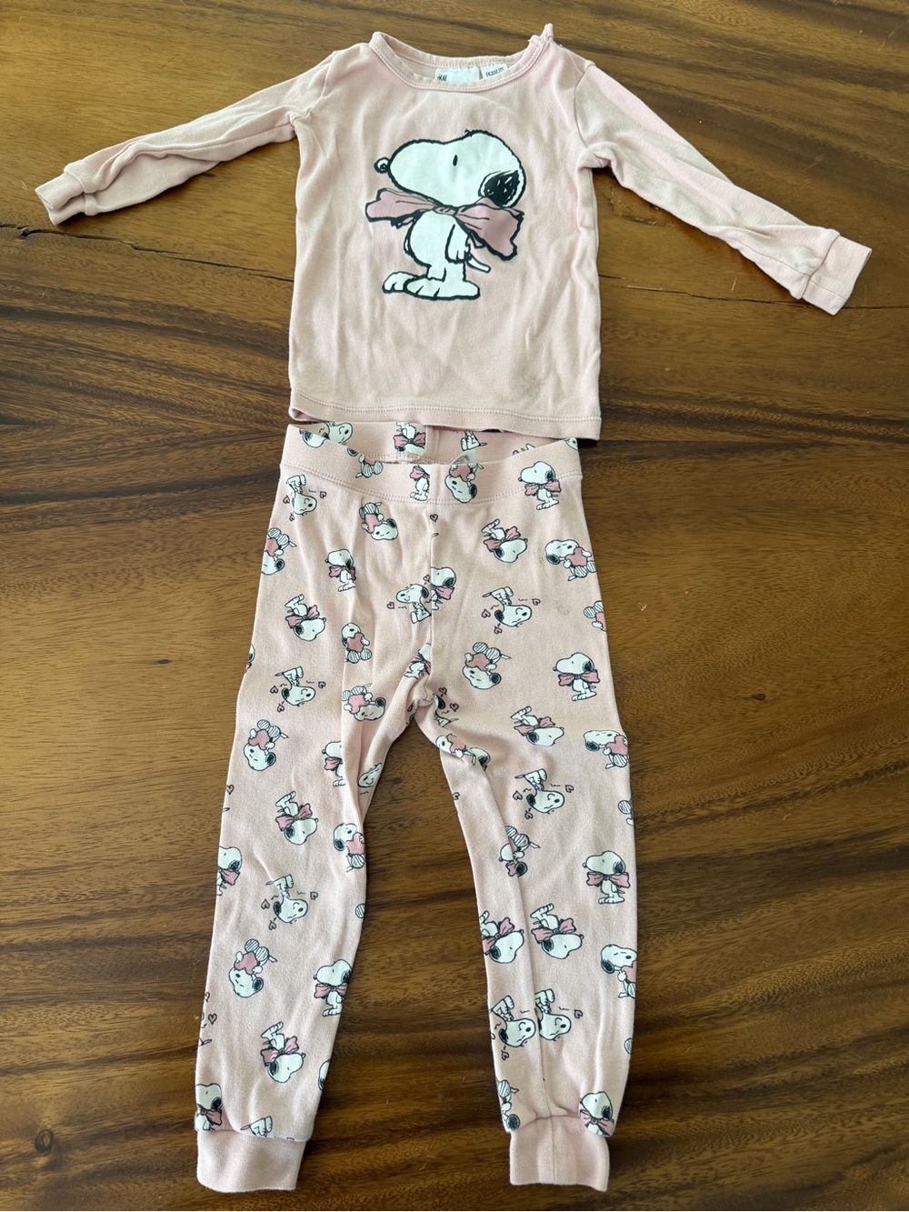 H&M Pink Snoopy Peanuts Kids Pajama Set 2T
